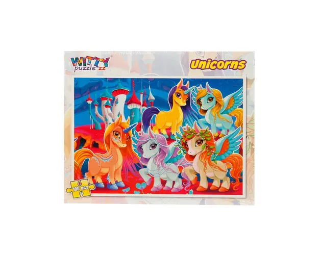 Puzzle Witty Puzzlezz, 100 piese, Unicorni