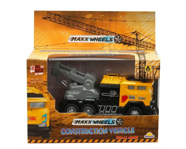 Vehicul de constructie cu macara, Maxx Wheels, Galben