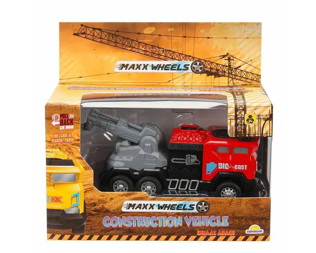 Vehicul de constructie cu macara, Maxx Wheels, Rosu