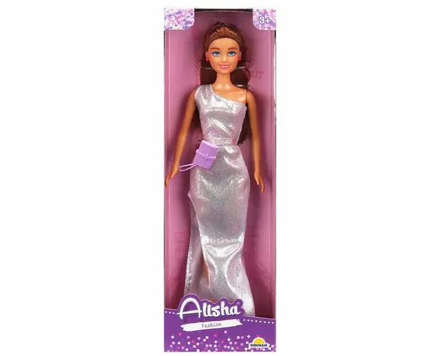 Papusa Alisha, in rochie de seara, Argintie
