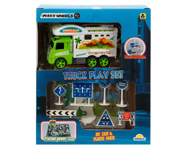 Set de joaca cu masinuta, Maxx Wheels, Dinozaur, Verde