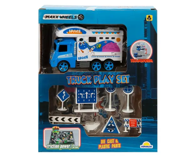 Set de joaca cu masinuta, Maxx Wheels, Space Scene, Albastru