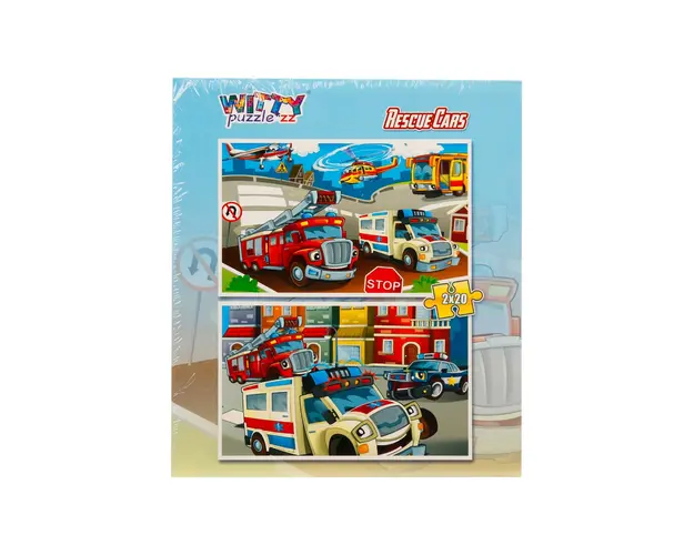 Puzzle Witty Puzzlezz, 2 x 20 piese, Vehicule de salvare
