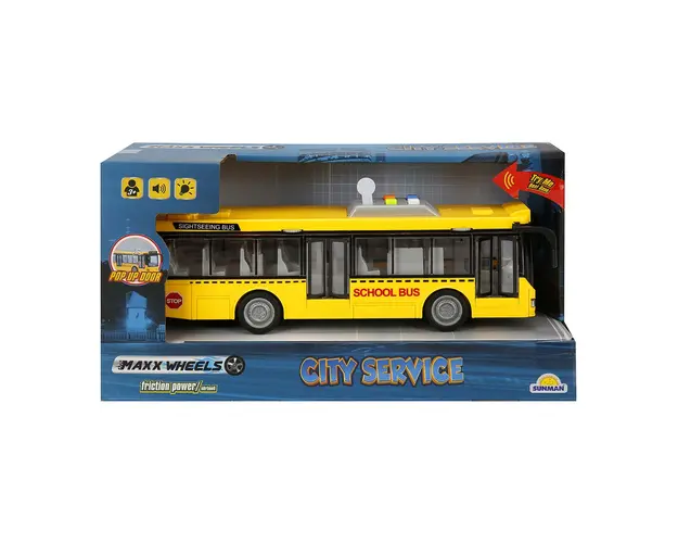 Autobuz cu lumini si sunete, City Service, Maxx Wheels, 1:16, Galben