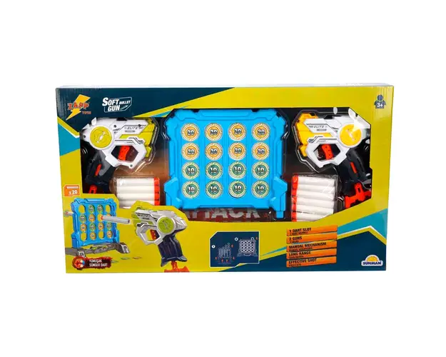 Set 2 pistoale cu 20 sageti si tinta, Zapp Toys