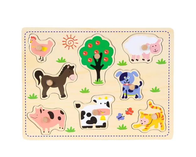 Puzzle din lemn, Woody, Animale domestice, 8 piese