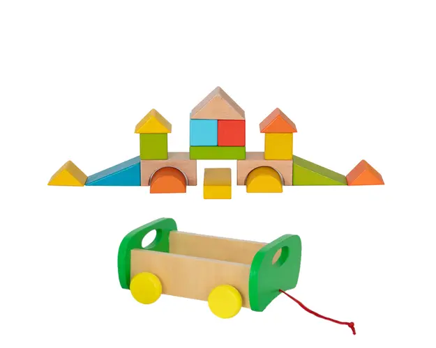 Jucarie de tras din lemn, Woody, Cuburi de construit