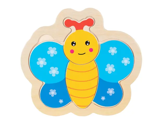 Puzzle din lemn, Woody, Fluturas, 4 piese