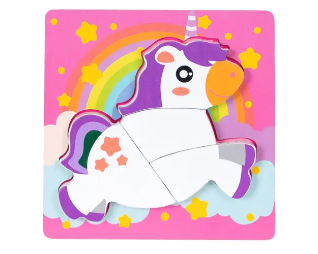 Puzzle din lemn, Woody, Unicorn, 4 piese