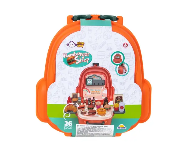 Set de joaca in gentuta, Little Chef, Hamburger Shop, 26 piese