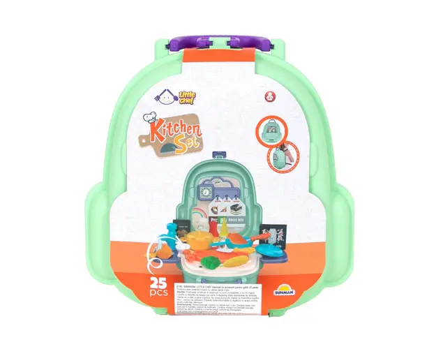 Set de joaca in gentuta, Little Chef, Kitchen Set, 25 piese