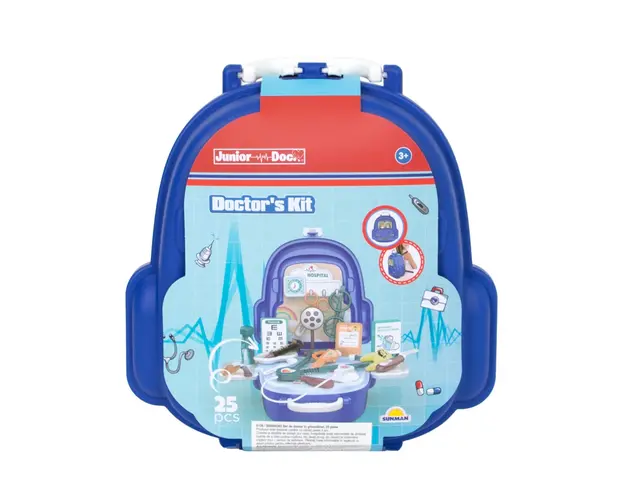 Set de joaca in gentuta, Junior Doc, Doctor Kit, 25 piese