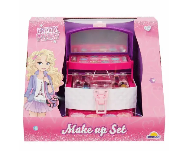 Set de make-up in gentuta, Pretty Pinky, cu 3 sertare