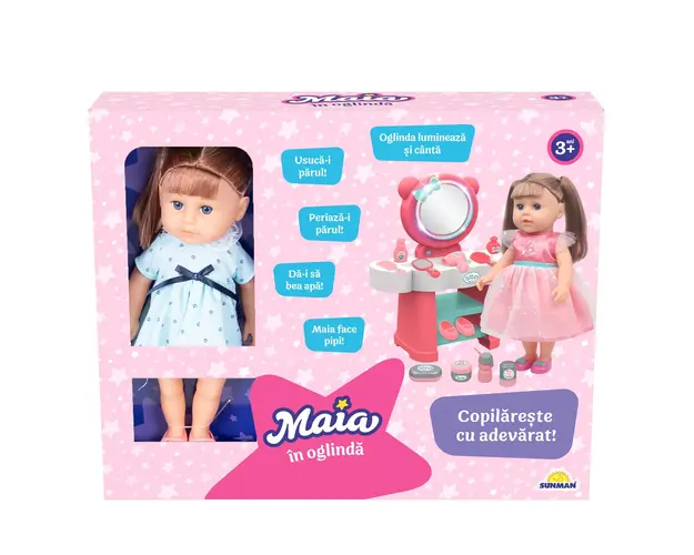 Set de joaca cu papusa Maia in oglinda, Bleu