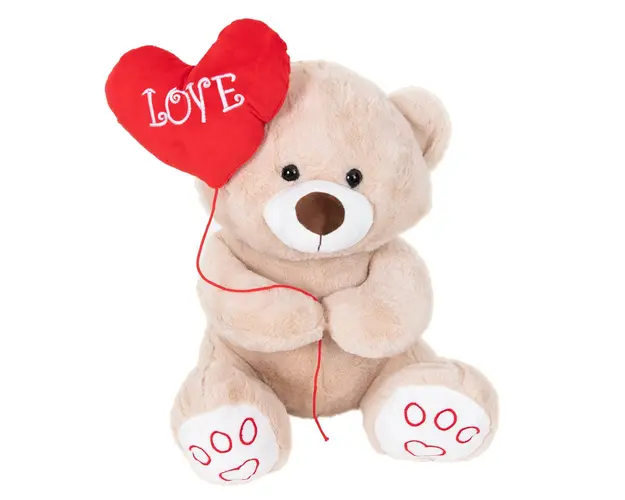 Ursulet de plus cu inima, Puffy Friends, Bej, 40 cm