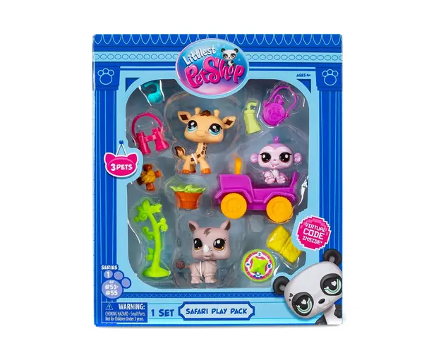 Set de joaca cu 3 animalute, Littlest Pet Shop, Safari
