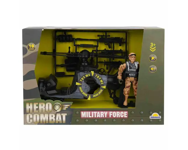 Set elicopter militar cu figurina, Hero Combat