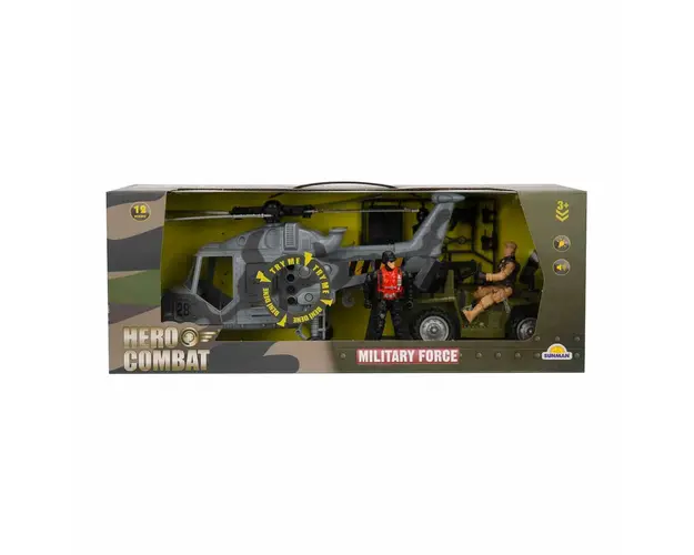 Set vehicule militare cu figurine, Hero Combat, Elicopter si ATV