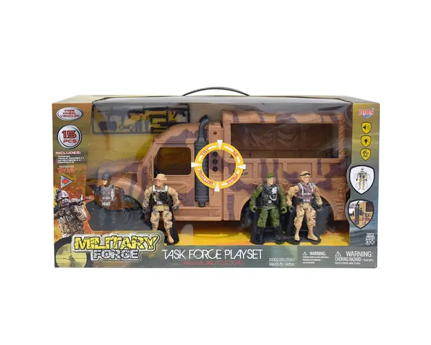 Vehicul militar si 4 figurine, Hero Combat, Camion, 15 piese