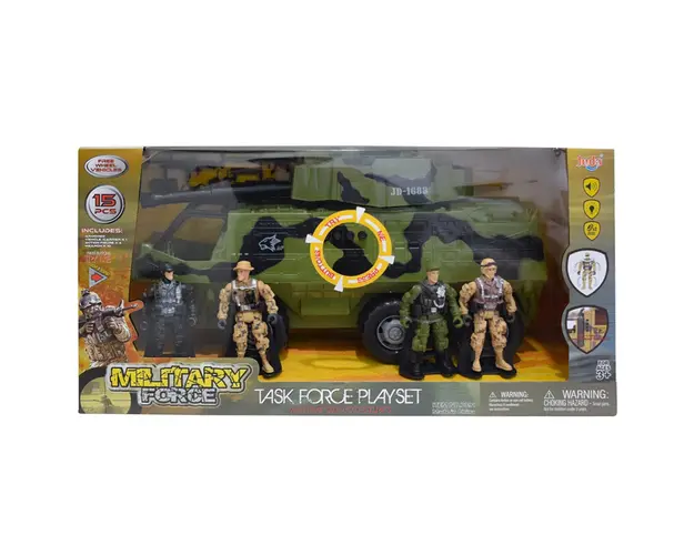 Vehicul militar si 4 figurine, Hero Combat, Tanc, 15 piese
