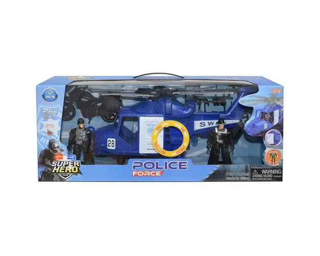 Set elicopter cu sunete, lumini si figurine, Hero Combat, Politie Force