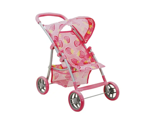 Carucior pliabil cu 4 roti pentru papusi, Melobo, Capsuni