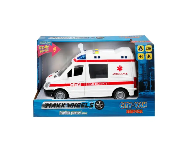 Masina de ambulanta cu lumini si sunete Maxx Wheels, 1:16