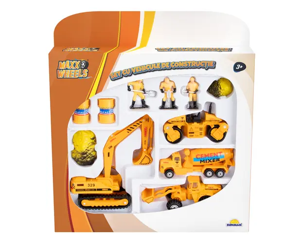 Set cu vehicule de constructie, Maxx Wheels, Excavator