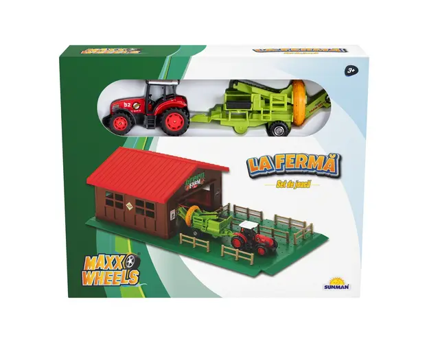 Set tractor cu garaj la ferma, Maxx Wheels