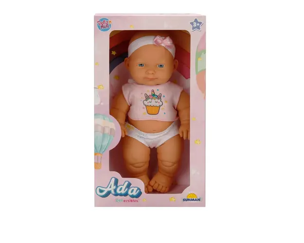 Papusa bebelus Ada, Dollz n More, cu pijama roz, 23 cm