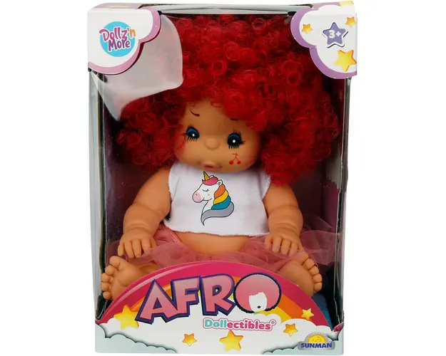 Papusa Bebelus, Dollz n More, Afro, 23 cm, Rosu