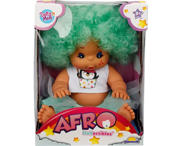 Papusa Bebelus, Dollz n More, Afro, 23 cm, Verde