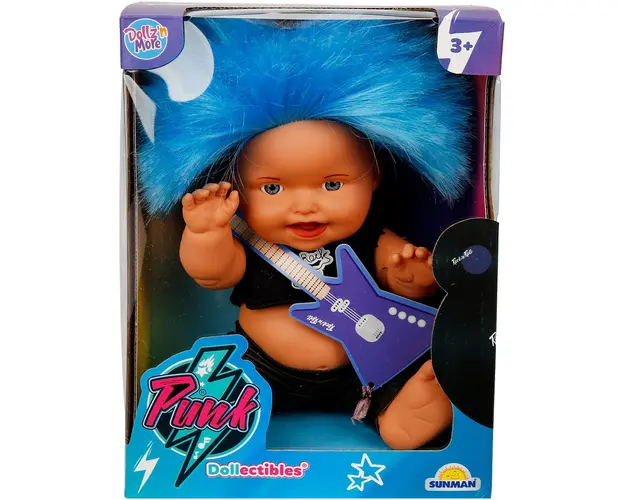Papusa Bebelus, Dollz n More, Punk Nil, 23 cm, Albastru