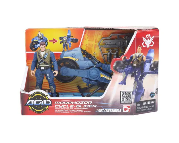 Set de joaca figurina cu vehicul transformabil, ACID, Morphozor Cycle-Glider