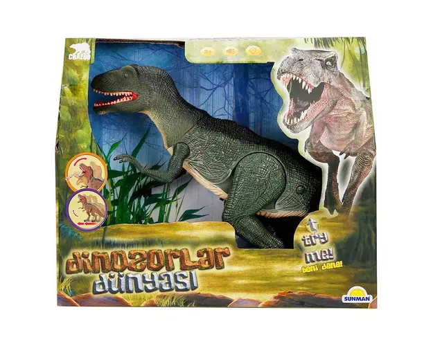 Figurina Dinozaur cu lumini si sunete, Crazoo, Verde