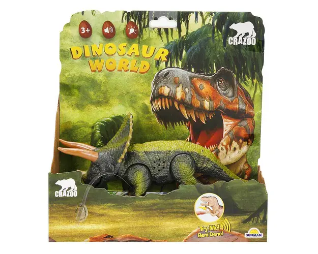 Figurina dinozaur cu sunet si lumina, Crazoo, Verde
