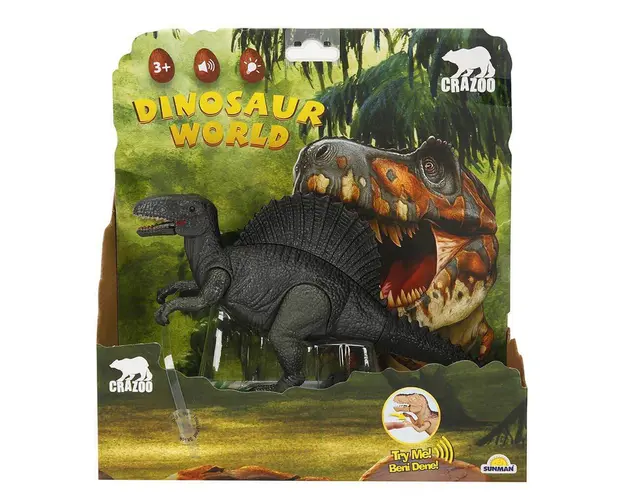 Figurina dinozaur cu sunet si lumina, Crazoo, Negru