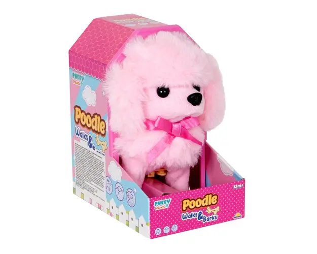 Jucarie de plus interactiva, catelus Pudel, Puffy Friends, Roz