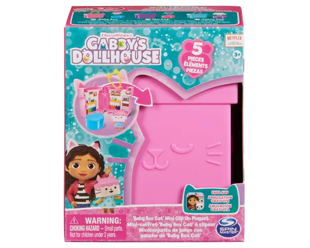Set de joaca Mini casuta breloc, Baby Box cu 5 piese, Gabby's Dollhouse, 20140105