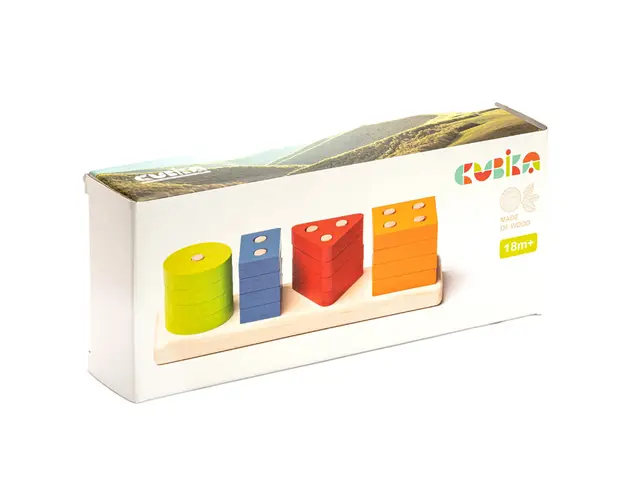 Joc din lemn, Cubika, Forme geometrice, 17 piese