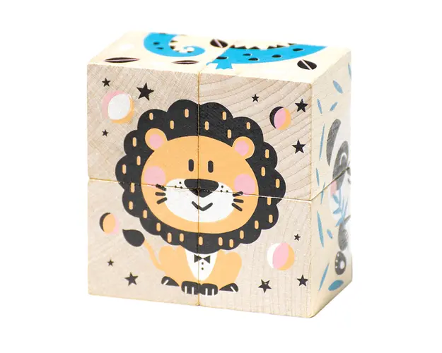 Joc din lemn, Cubika, Animale dragute, 4 piese