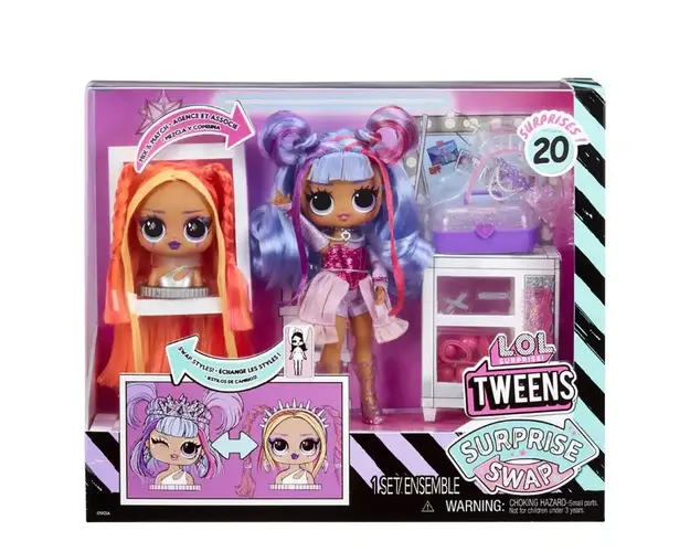 Papusa LOL Surprise Tweens Swap, Buns 2 Braids Bailey, 591757EUC