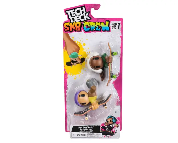 Set 2 mini placi de skateboard cu 2 figurine, Tech Deck, SK8 Crew, 20148774