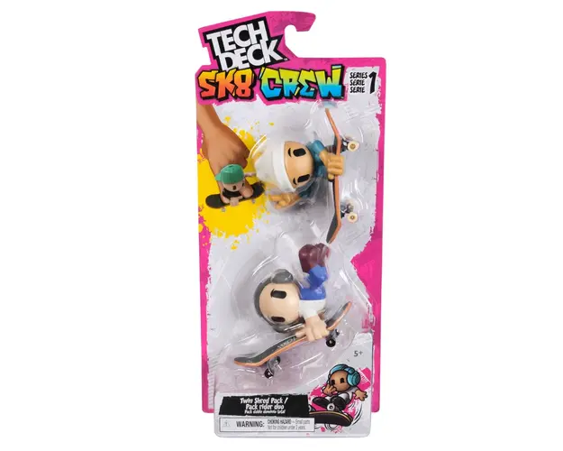 Set 2 mini placi de skateboard cu 2 figurine, Tech Deck, SK8 Crew, 20148775