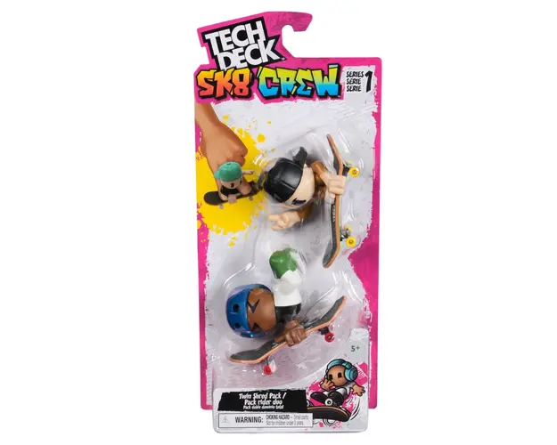 Set 2 mini placi de skateboard cu 2 figurine, Tech Deck, SK8 Crew, 20148776