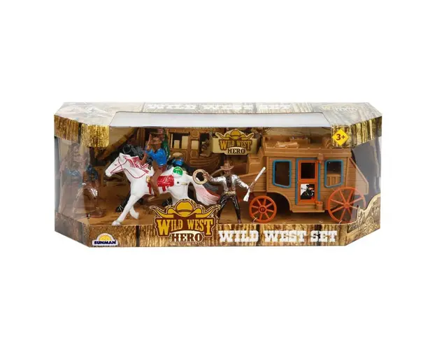 Set de joaca, Cowboy cu trasura si cai, Wild West Hero