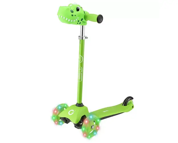 Trotineta cu 3 roti, lumini, Evo, Dino Light Up Mini Cruiser, Verde