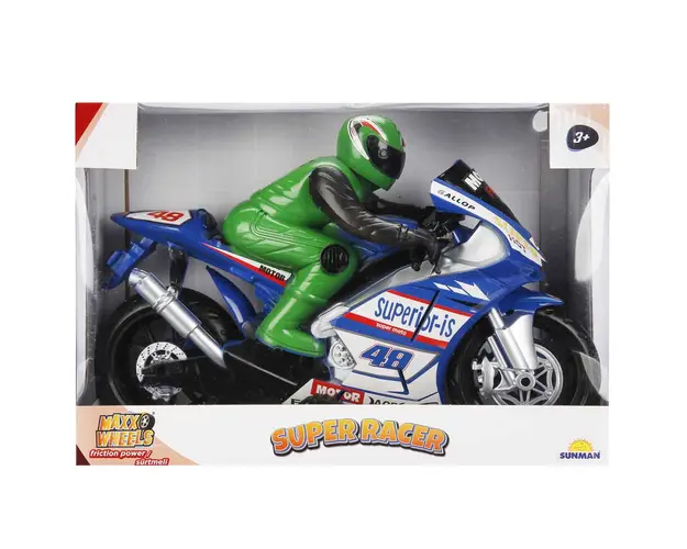 Motocicleta cu figurina, Maxx Wheels, Super Racer, Albastru, 32 cm