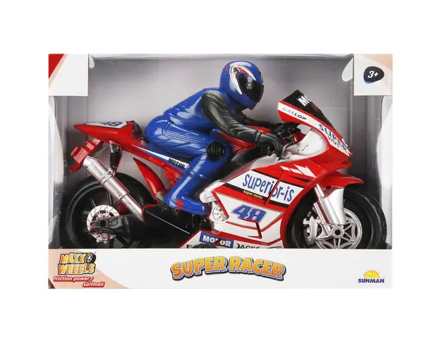 Motocicleta cu figurina, Maxx Wheels, Super Racer, Rosu, 32 cm
