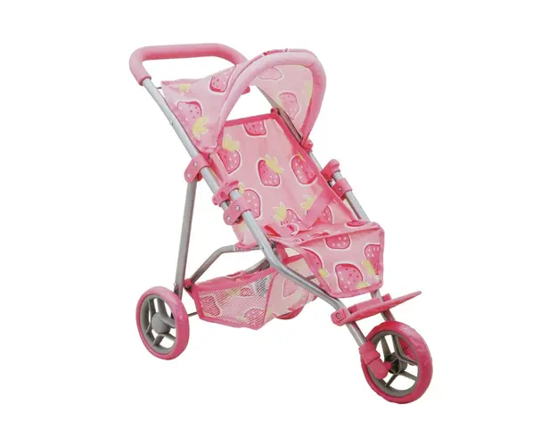 Carucior pliabil cu 3 roti pentru papusi, Melobo, Capsuni